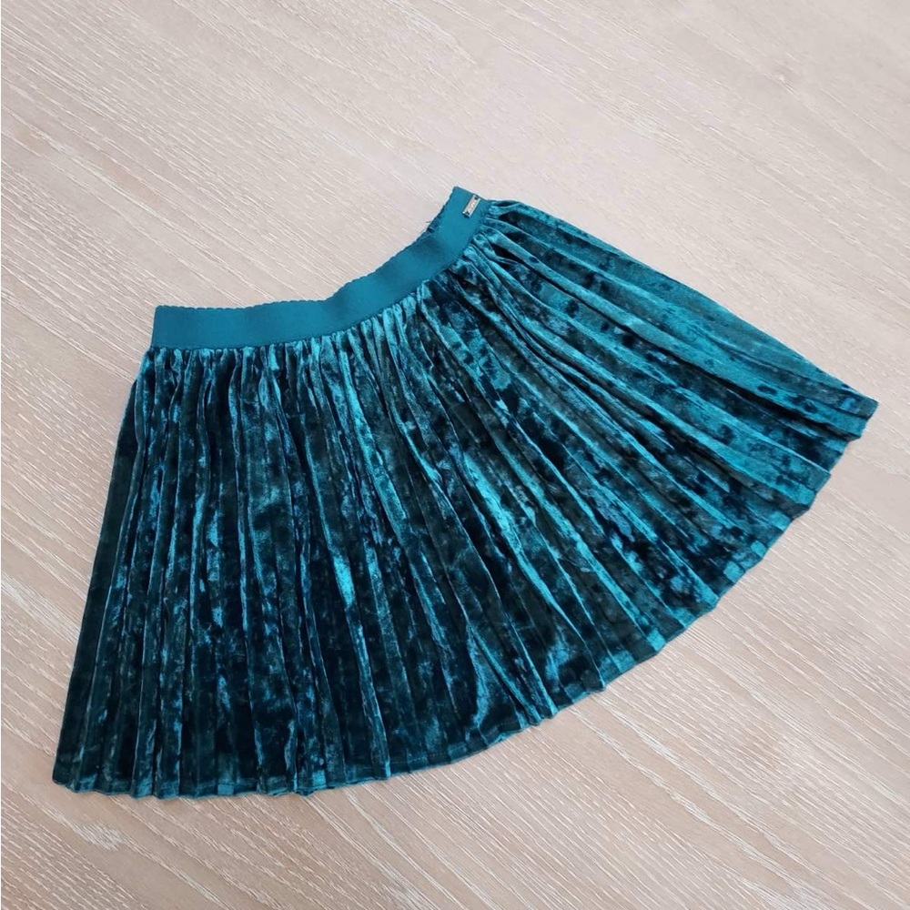 Mayoral Teal Velvet Skater Skirt